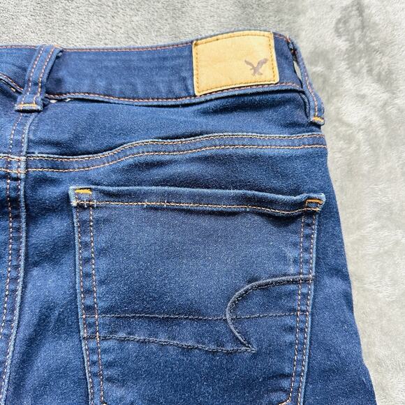 American Eagle Jegging Jeans Womens Sz.4 Blue‎ Denim Crop Super Super Stretch - Picture 6 of 12